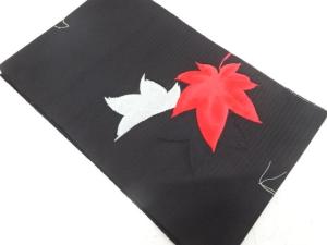 未使用品　絽綴れ　紅葉模様織り出し　名古屋帯